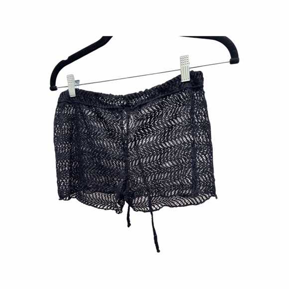 Black Mesh Cover Up Shorts - Picture 1 of 6